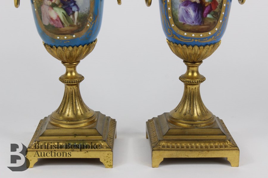 Pair of 19th Century Sevres Porcelain and Ormulu Vases - Image 3 of 10