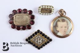 Four Gold Georgian Mourning Brooches