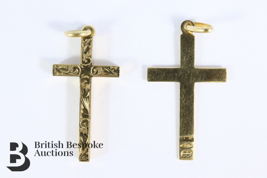 Two 18k Cross Pendants