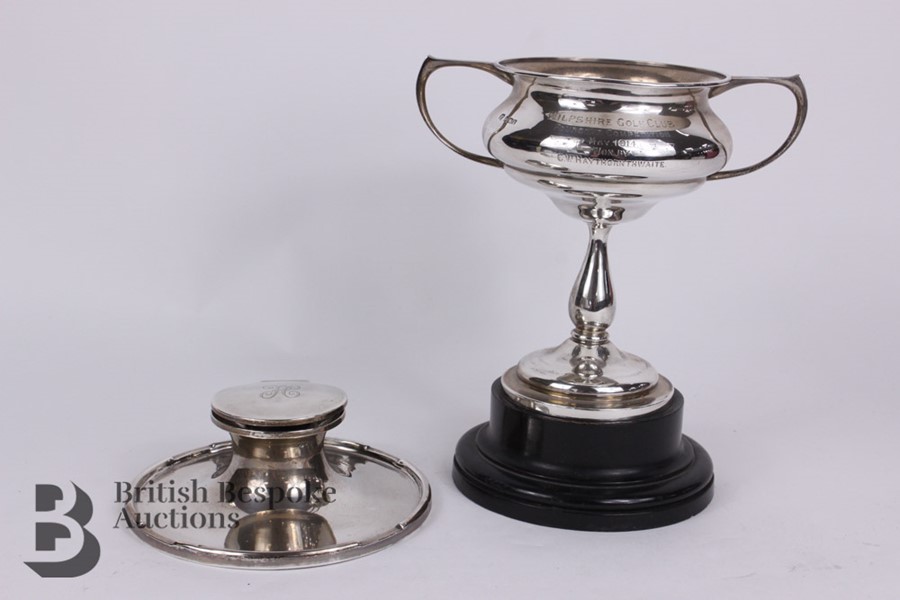 Silver Ink Stand and Twin-Handled Trophy - Image 2 of 8