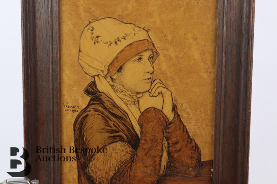 J.F.P Camm Marquetry Portrait - Image 2 of 4