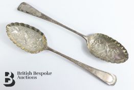 Pair of George III Silver Berry Spoons