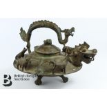Unusual Cast Metal Tea Pot