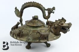 Unusual Cast Metal Tea Pot