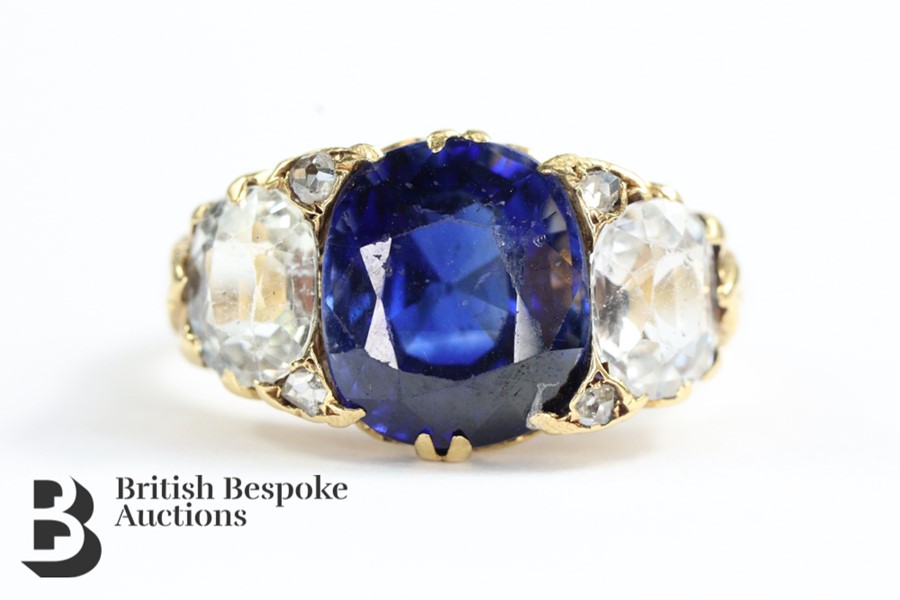 Antique Natural Peacock Blue 18ct Gold and 3ct Ceylonese Sapphire Ring - Image 5 of 9