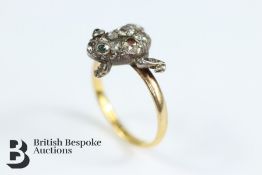 Antique 22ct Yellow Gold and Diamond Frog Ring