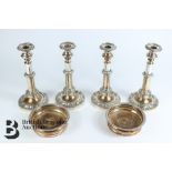 Two Pairs of Georgian Silver Plated Candlesticks