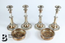 Two Pairs of Georgian Silver Plated Candlesticks