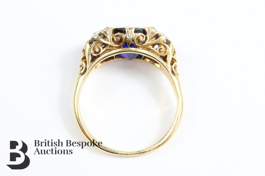 Antique Natural Peacock Blue 18ct Gold and 3ct Ceylonese Sapphire Ring - Image 7 of 9