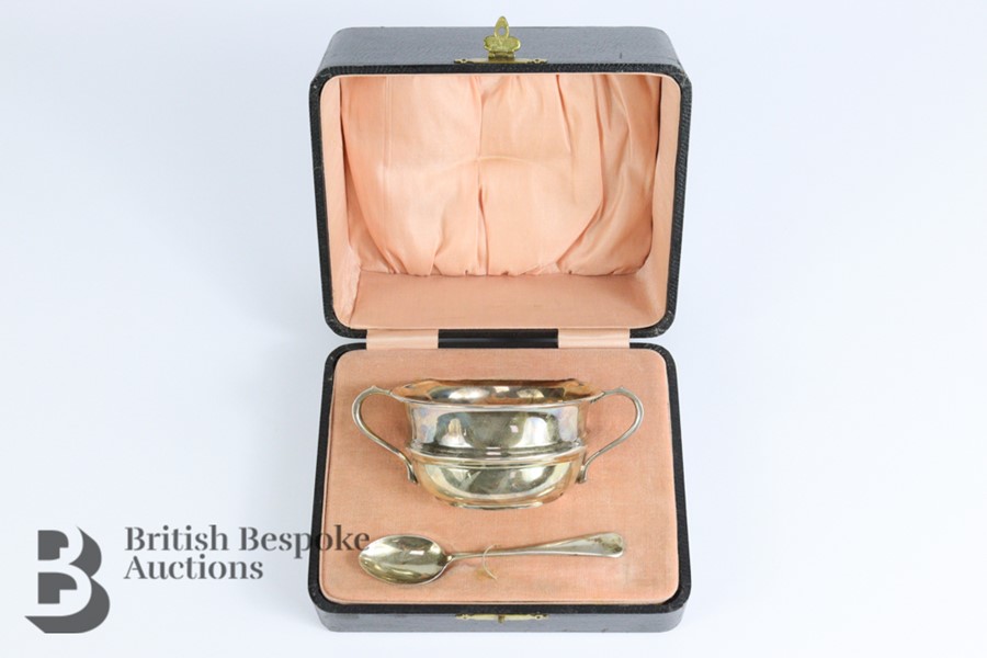 Silver Christening Bowl and Spoon