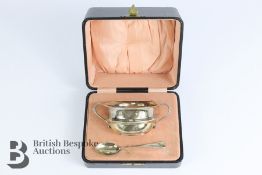 Silver Christening Bowl and Spoon