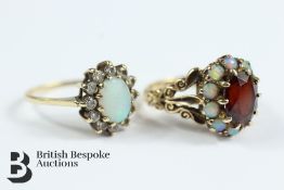 9ct Yellow Gold Garnet and Opal Ring