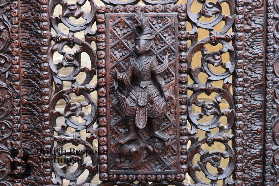 South Asian Five Panel Room Screen - Image 6 of 16