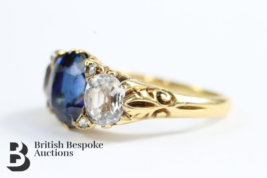 Antique Natural Peacock Blue 18ct Gold and 3ct Ceylonese Sapphire Ring - Image 6 of 9