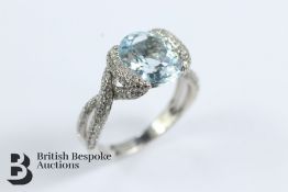 18ct White Gold Aquamarine and Diamond Ring