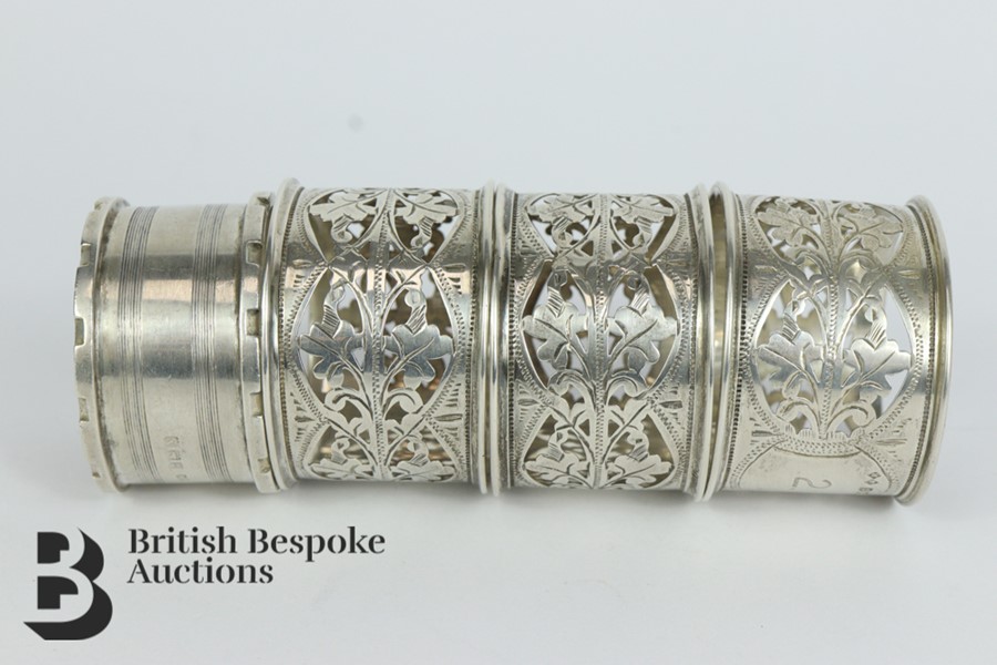 Silver Snuff Box and Napkin Rings - Image 2 of 4