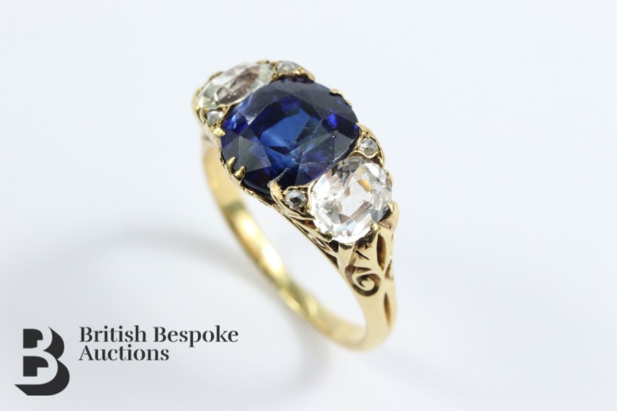 Antique Natural Peacock Blue 18ct Gold and 3ct Ceylonese Sapphire Ring - Image 4 of 9