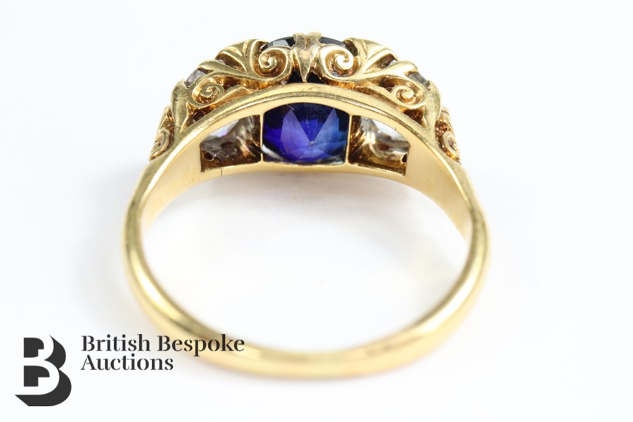 Antique Natural Peacock Blue 18ct Gold and 3ct Ceylonese Sapphire Ring - Image 8 of 9