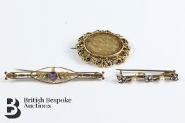 Victorian Gold and Enamel Mourning Brooch