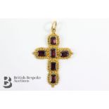 Antique 18ct + Gold and Garnet Cross