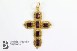 Antique 18ct + Gold and Garnet Cross