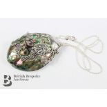 An Unusual Silver & Abalone Shell Mermaid Pendant Necklace