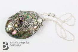 An Unusual Silver & Abalone Shell Mermaid Pendant Necklace