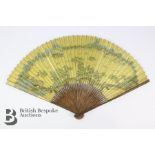 Japanese Wood Gilded Paper Fan