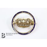 14ct Yellow Gold and Enamel Coronet Brooch