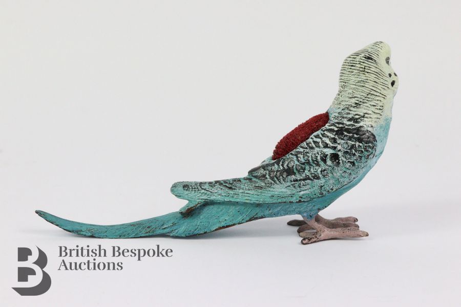 Cold Painted Bronze Budgie Pincushion - Image 3 of 5