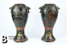 Pair of Bronze Japanese Vases