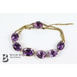 Antique Low Carat Yellow Gold Purple Glass Bracelet