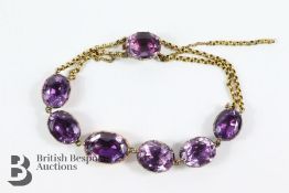 Antique Low Carat Yellow Gold Purple Glass Bracelet