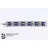 Silver and Guilloche Enamel Link Bracelet