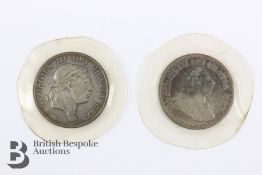 Two George III Three Shilling Silver Bank Tokens