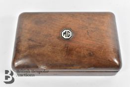 Ex-University Motors MG Desk Top Wood Cigarette and Cigar Box