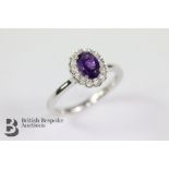 18 Carat Amethyst & Diamond Cluster Ring