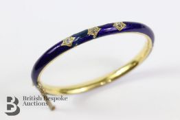 Antique 18ct Yellow Gold and Blue Enamel Bangle