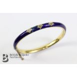 Antique 18ct Yellow Gold and Blue Enamel Bangle