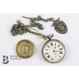 Silver Pocket Watch on a Fob Chain