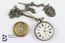 Silver Pocket Watch on a Fob Chain