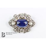 Stunning 6ct Cabochon Sapphire and Diamond Brooch