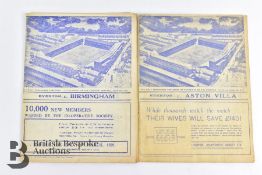 Everton v Birmingham and Everton v Aston Villa 1939 Football Programmes