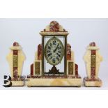 Comptoir Cardinet Paris Rose Marble Clock and Garniture