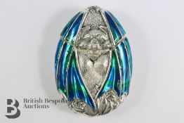 A Silver Plated & Enamel Vesta Case