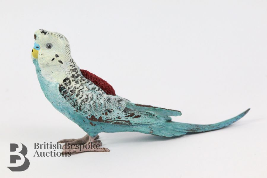 Cold Painted Bronze Budgie Pincushion