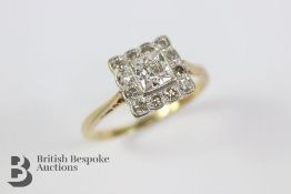 18ct Yellow Gold and Diamond Cluster Ring