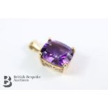 9ct Yellow Gold Amethyst Pendant