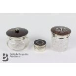 Three Silver and Tortoiseshell Topped Jars