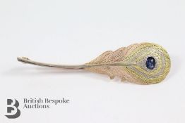 15ct and 18ct Gold and Sapphire Peacock Brooch